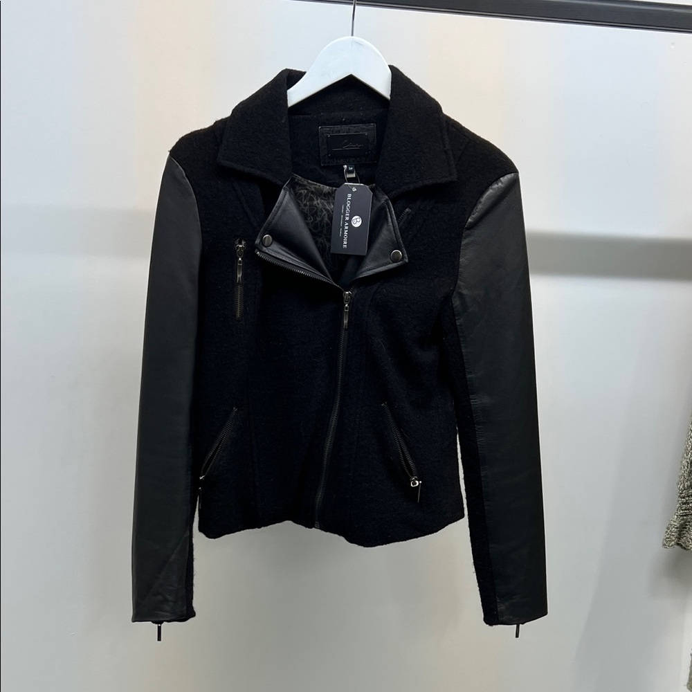 Black Wool + Leather Jacket